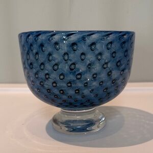Signed Blue Art Glass Bowl
